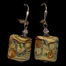 Vintage Sterling Silver Marble Crystal Earrings - $33.30