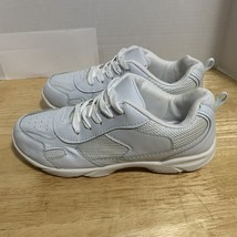 Toms Shoes Womens 10.5 Mens 9 Walking Sneakers White Leather Round Toe A... - $27.11