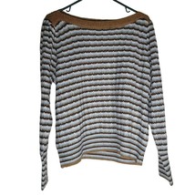 Nine West Striped Sweater Soft Womens Large Brown Blue Knit - £21.42 GBP