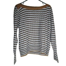 Nine West Striped Sweater Soft Womens Large Brown Blue Knit - £21.10 GBP