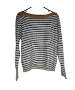 Nine West Striped Sweater Soft Womens Large Brown Blue Knit - £21.10 GBP