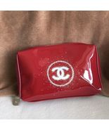 CHANEL BEAUTE Burgundy Patent Makeup Cosmetic Bag Pouch * New 16x10x2cm - £30.81 GBP