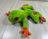 Adventure Planet small 7&quot; plush tree frog green beanbag stuffed animal - $10.39