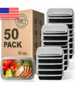 50 PCs Extra-Thick Food Storage Containers with Lids Plastic Meal Prep C... - £25.74 GBP