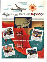1946 Original Esquire Art WWII Era AD for American Airlines System Mexic... - $25.98