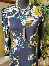 Luxe and Capiteux Navy Blue Floral Print Dress Size Small - £22.51 GBP