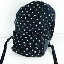 Cat Backpack Knit Fabric School Zip Faux Leather Handles Black Shoulder ... - $29.99