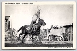 Stryker Rodeo Roy Matthews In Brahma Calf Roping Contest Postcard B47 - £7.95 GBP