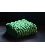 Plush hypoallergenic baby blanket handmade Green color 39&quot;x39&quot; - £52.07 GBP