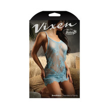 Fantasy Lingerie Vixen Breathless Lace Chemise &amp; G-String Light Blue O/S - £29.53 GBP