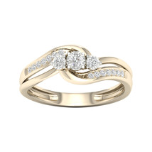 10K Yellow Gold 1/5Ct TDW Diamond Three Stone Bypass Ring - £303.74 GBP