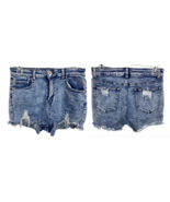 Blue Savvy Shortie Shorts Size 11/30 Distressed Denim Cut Off Cotton Str... - $46.05 CAD
