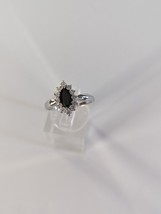 Sapphire Diamond Ring 10kt White Gold Size 7.5 - $195.00