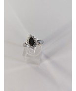 Sapphire Diamond Ring 10kt White Gold Size 7.5 - $195.00