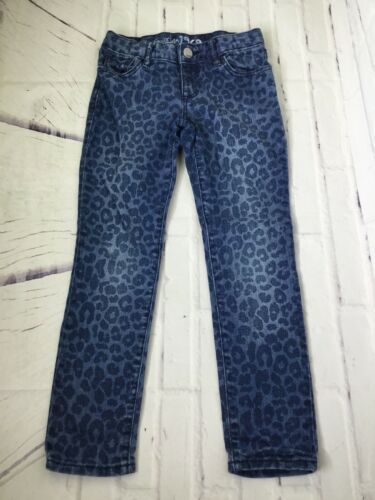 Primary image for GAP Kids Girls Size 5 Super Skinny Stretch Denim Jeans Cheetah Print Adjustable