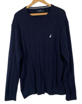 Nautica Sweater Size XL Mens Navy Blue Cable Knit Fisherman Core Coastal... - $1,127.60 MXN