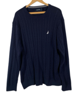 Nautica Sweater Size XL Mens Navy Blue Cable Knit Fisherman Core Coastal... - $1,115.25 MXN