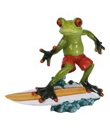 Green Surfer Toad Frog in Red Shorts Riding Ocean Waves With Surfboard F... - $489.22 MXN