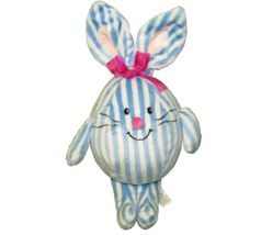 Commonwealth Bunny Blue Striped Plush Rabbit Round Stuffed Animal 2002 11" Toy - $8.82