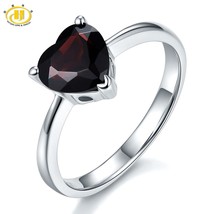 Heart Mystery Black Garnet 925 Silver Ring for Women Natural Gemstone Sterling S - £37.40 GBP