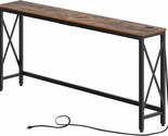 Rolanstar Console Table With Power Outlet, Narrow Sofa Table, 70&quot;, Rusti... - $90.96