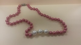 Beautiful 6 &amp; 7mm Rose Pink and White Freshwater Pearl Necklace 17inches / - £7.66 GBP