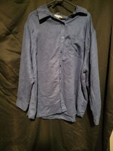 Woman Within Dark Blue Size 2X Collared Button Front Shirt Faux Suede - $15.84