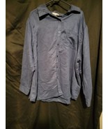 Woman Within Dark Blue Size 2X Collared Button Front Shirt Faux Suede - $15.84