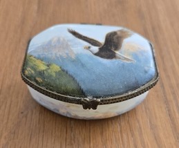 Janene Grende Licensed By Wild Wings Trinket Box Jewelry Bald Eagle Moun... - $15.83