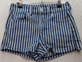 American Eagle Outfitters Shorts Women Navy Pinstripe Stretch Pockets Fl... - £13.08 GBP