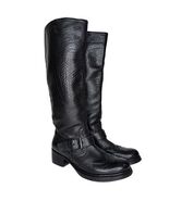 Miu Miu Size 36,5 Riding Boots Black Pebbled Leather - $376.20