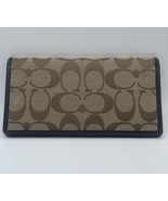 Coach Checkbook Cover Signature Tan/Brown Jacquard Fabric Leather Trim - $23.16