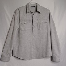 Zara Shirt Shacket Mens XL Gray/White Knit Snap Button Cozy Outdoor Cabi... - $25.33