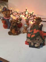 Set Of 7 Halloween Bear Figurines &amp; House Adorable! - £14.35 GBP
