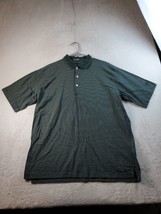 Lyle &amp; Scott Polo Shirt Mens Medium Green Striped Knit Cotton Logo Butto... - $12.99