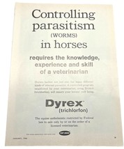 1966 Dyrex Trichlorfon Vintage Print Ad Horse Parasite Control Fort Dodg... - $9.94