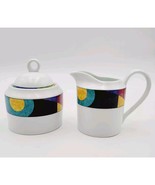 Mikasa California Currents M5101 Sugar Bowl w/ Lid &amp; Creamer Set Excellent - $558.77 MXN