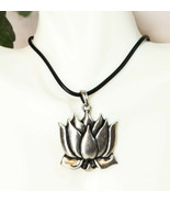 Ebros Padmasana Lotus Flower Buddha Pendant Medallion Pewter Necklace Je... - $20.46 CAD