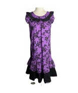 Girls Be Be Tahiti Hawaiian Aloha Dress 14 Purple Floral Short Sleeve Ru... - $37.23