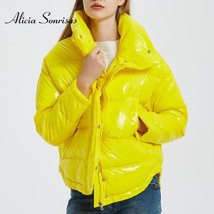 Winter Glossy Jacket For Women  Rose Red Parka Female Bread Winter Down Parkas P - £111.67 GBP