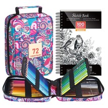 VibrantArt 72 Colored Pencil Set with A5 Sketch Book and Travel Case - M... - $82.16