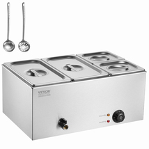 VEVOR 4-Pan Commercial Food Warmer, 16.4QT Electric Steam Table, 1200W, ... - $114.90