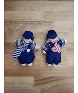2 Vintage Porcelain Faced Bean Filled 5&quot; Doll with Outfit Newsboy - $20.01