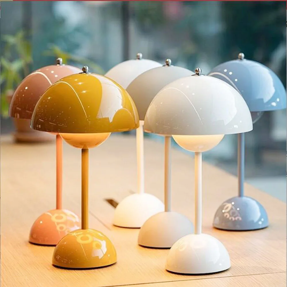 Mushroom Flower Bud LED Rechargeable Table Lamps Desk Lamp Touch Night Light For - £21.77 GBP+