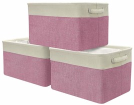 Sorbus Storage Large Basket Set [3-Pack] - Big Rectangular Fabric, Pink - £32.14 GBP
