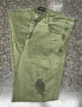 Bebe Distressed Heartbreaker Skinny Jeans - Sz 31 - Army green - £11.99 GBP