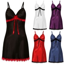 Women Nighte Dress Plus Size Sleeping dress Lace Bow Lingerie Babydoll Seamless - £13.07 GBP