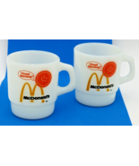 2 Vintage Anchor Hocking Fire King Milk Glass McDonald&#39;s Coffee Cups Mugs - $33.70 CAD
