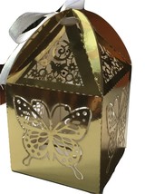 100*Metallic Gold Butterfly Wedding Favor Box,Candy Gift Packaging Boxes - $34.00