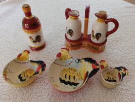 Set of 7 Vintage Ceramic Rooster Hand Painted  Kitchen Decor - £29.88 GBP